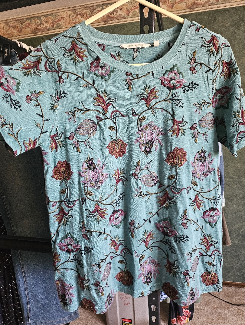Soft Surroundings Floral Embroidered Tee